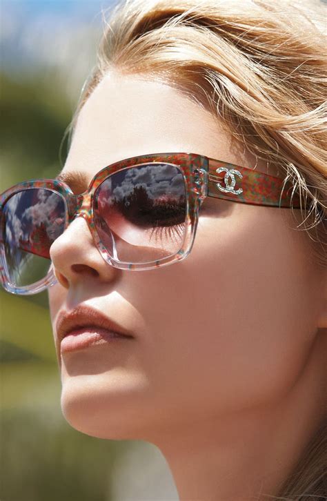 Subtle logo detailing at the temples lends signature appeal to bold <strong>sunglasses</strong> shaped in an oval silhouette. . Chanel sunglasses nordstrom